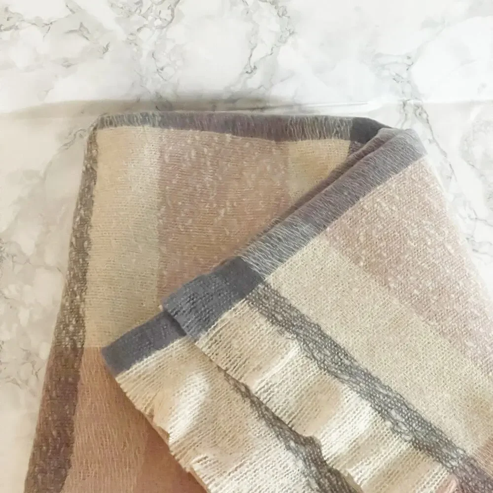 VICI Slush Plaid Blanket Scarf Pink Cream